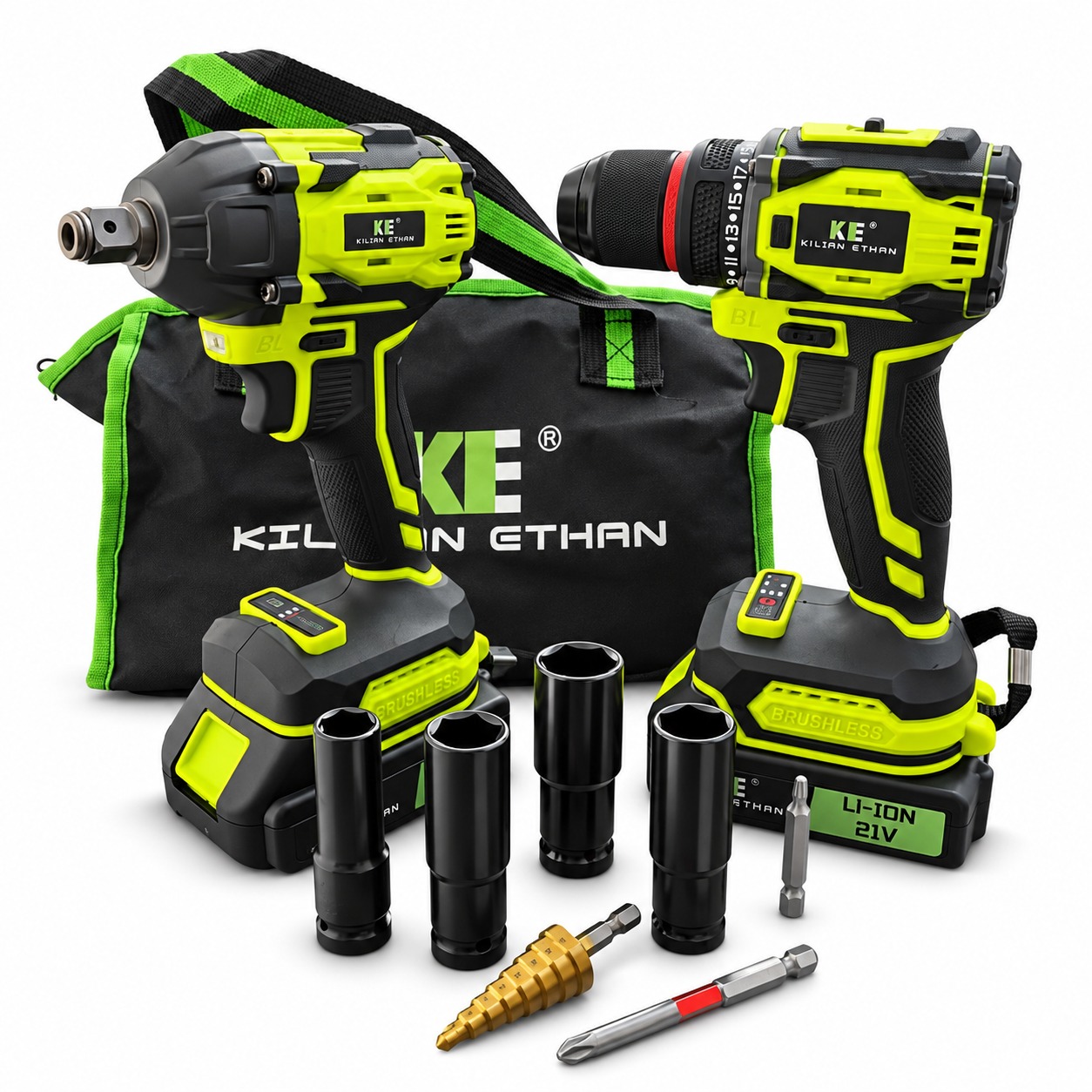 Juego / Kit Taladro Atornillador 3/8 Y Llave Impacto 2 Baterías De 2 Ah