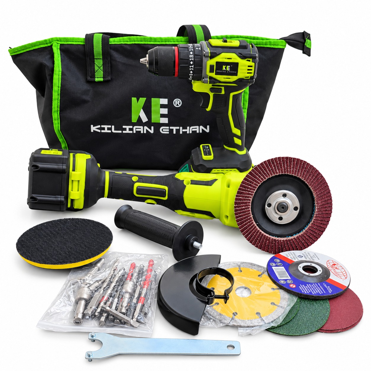 Combo Esmeriladora Y Taladro Percutor 3/8 Con 2 Baterías 21V 4 Ah Y 2 Ah
