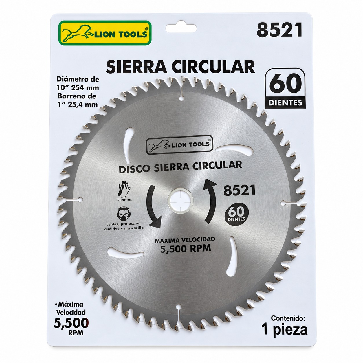 Disco Sierra Circular 10 Pulgada 1 Pulgada Barreno 5500 RPM