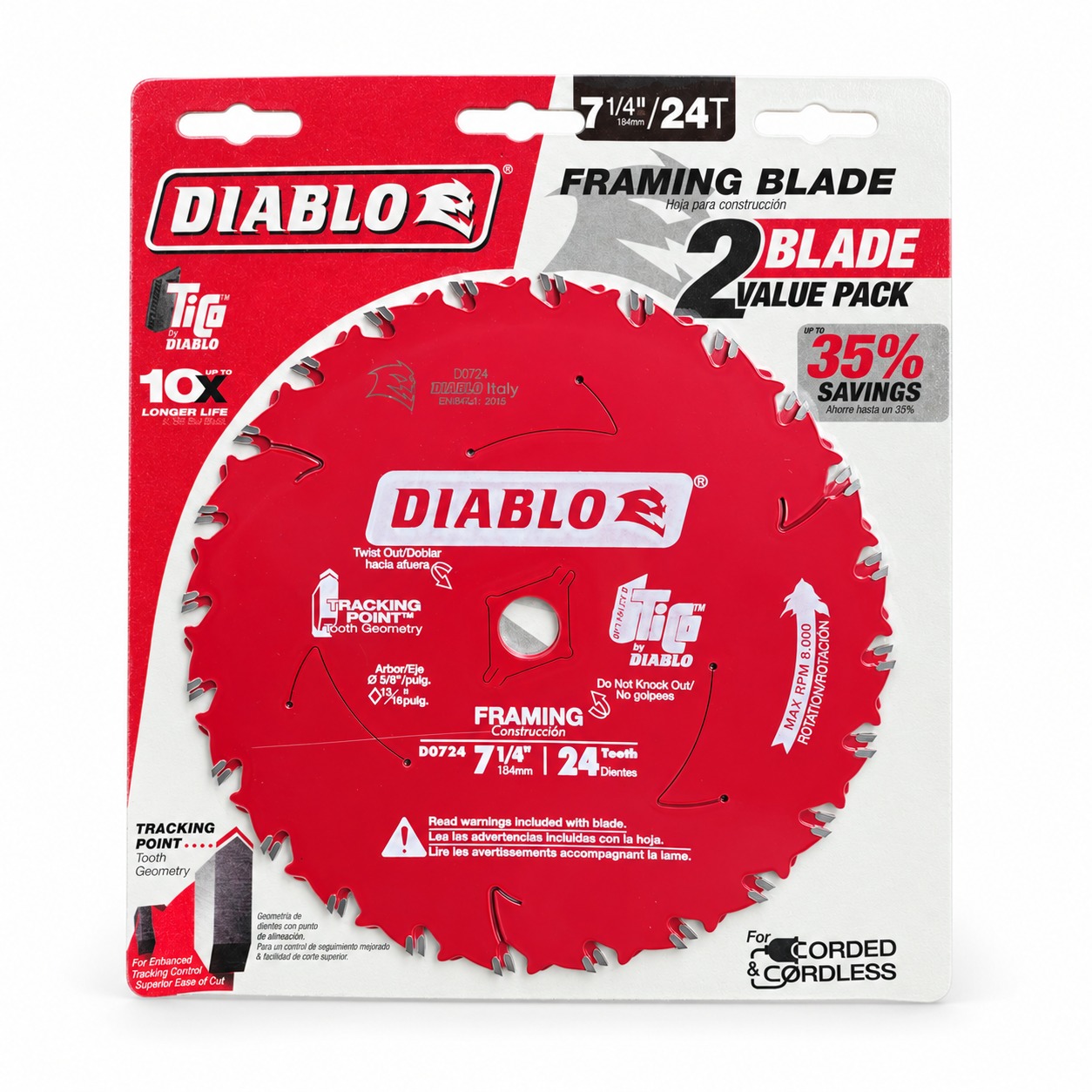 Disco Para Madera 7-1/4" 24 Dientes Diámetro Interior 5/8"