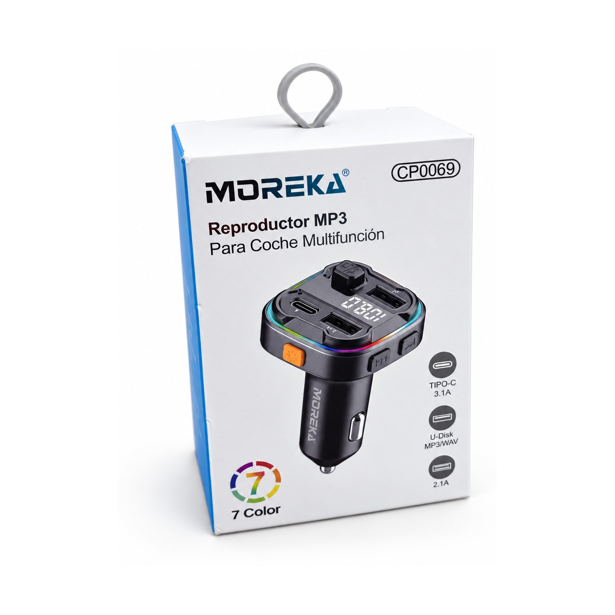 Transmisor Bluetooth FM Y Cargador Para Auto Moreka CP0069