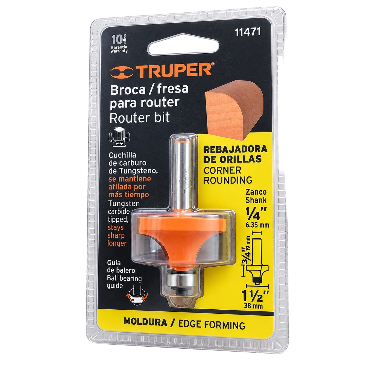 Broca Para Router Redondeado 1-1/2 Pulgada Con Balero