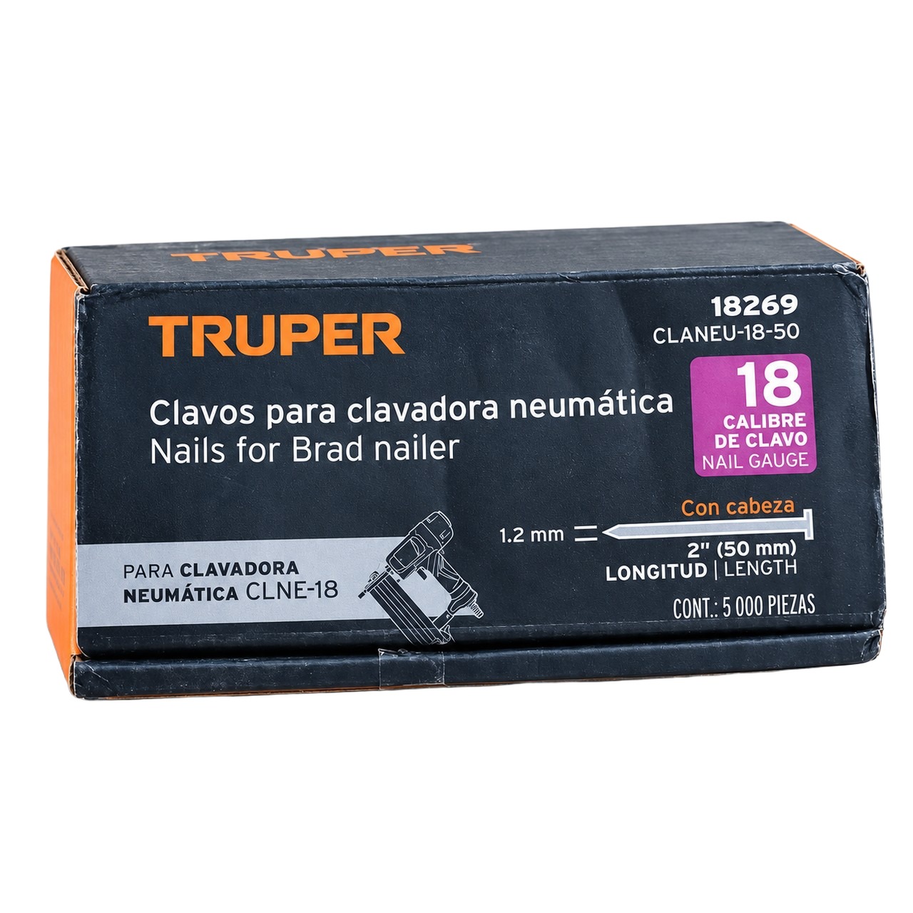 Clavos Truper Calibre 18 De 50 mm, Caja De 5,000 Piezas